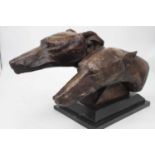 After M Bertin (French 20th century) - At the Finish Line, bronzed resin bust with incised