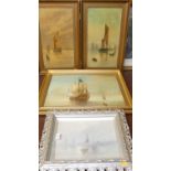 Assorted original artworks, to include pair of maritime scenes - Boats on the calm, oil on canvas (