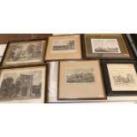 Assorted pictures and prints, to include numerous topographical engravings