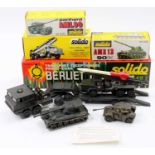 A collection of Solido vintage boxed military diecasts to include a No. 240 Panhard AML 90, a Solido
