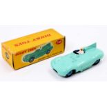 Dinky Toys No. 238 Jaguar Type D racing car in turquoise with white driver, blue interior and blue