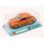 A Mebetoys No. A88 Volkswagen Jeans Europa Beetle, finished in orange with blue interior, housed