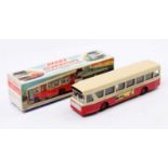 French Dinky Toys No. 889 Parisian Urban Autobus comprising of red and cream body with Dunlop