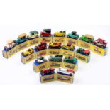 One box containing 18 various Matchbox models of yesteryear vintage diecast, all housed in