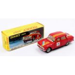 French Dinky Toys No. 1401 Alfa Romeo Giula 1600 Rally Car, red body, light tan interior, concave