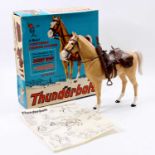 A Marx Toys No. 2061 Johnny West "Thunderbolt" the Horse, with saddle bags, bridle, and rifle