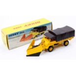 French Dinky Toys No. 567 Mercedes Benz Unimog Snowplough, dark yellow body, brown canopy, black