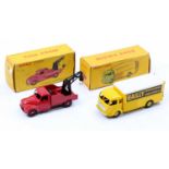 French Dinky Toys boxed pair comprising No. 33AN Simca cargo van with Bailly livery, yellow cab with