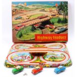 Technofix No.298 Highway Viaduct, tinprinted figure of eight Roadway with double bridge section, 3 x