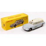 French Dinky Toys No. 556, Citroen ID19 ambulance, grey body with cream roof, aluminium concave