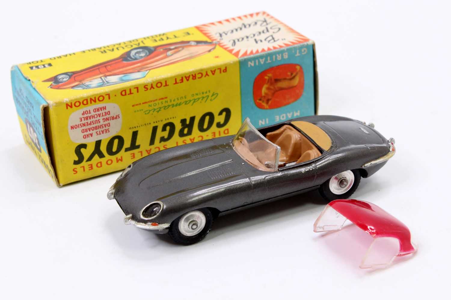 Corgi Toys No. 307 E-type Jaguar E Type with detachable hard top comprising of metallic dark grey - Image 4 of 4