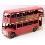 Triang large scale pressed steel model of a London Transport double-decker bus finished in red