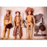 Marx Toys action figure group of 3 comprising Johnny West the action cowboy, and 2x Chief Cherokee