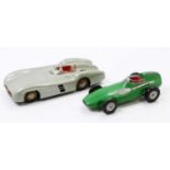 A West German and circa 1950s Mercedes W196 Streamliner tin plate racing car comprising silver