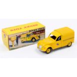 French Dinky Toys No. 560 Citroen 2CV Postale Van comprising a yellow body, with yellow hubs, and