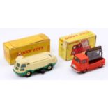 French Dinky Toys boxed group of 2 comprising No. 596 LMV road sweeper, cream and green body with