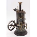 Bing, Circa 1900 stationary vertical steam engine, spirit fired example comprising of heavy cast