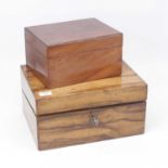 A 19th century olive wood writing slope of typical rectangular form, the hinged lid opening to