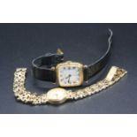 A ladies Rotary 9ct gold bracelet watch having quartz movement 19.9g, case width 16mm, together with