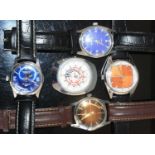 Assorted gents steel cased wrist watches by Fortis, to include manual wind example with signed