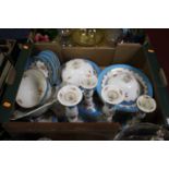 A collection of Victorian floral dinnerwares, each within a blue and gilt borderLarge pair of