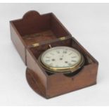 A mid 20th century ships bulkhead clock, having the brass bezel and enamel dial marked verso