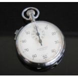 A Garrard Incabloc stop watch in polished stainless case, 48mm