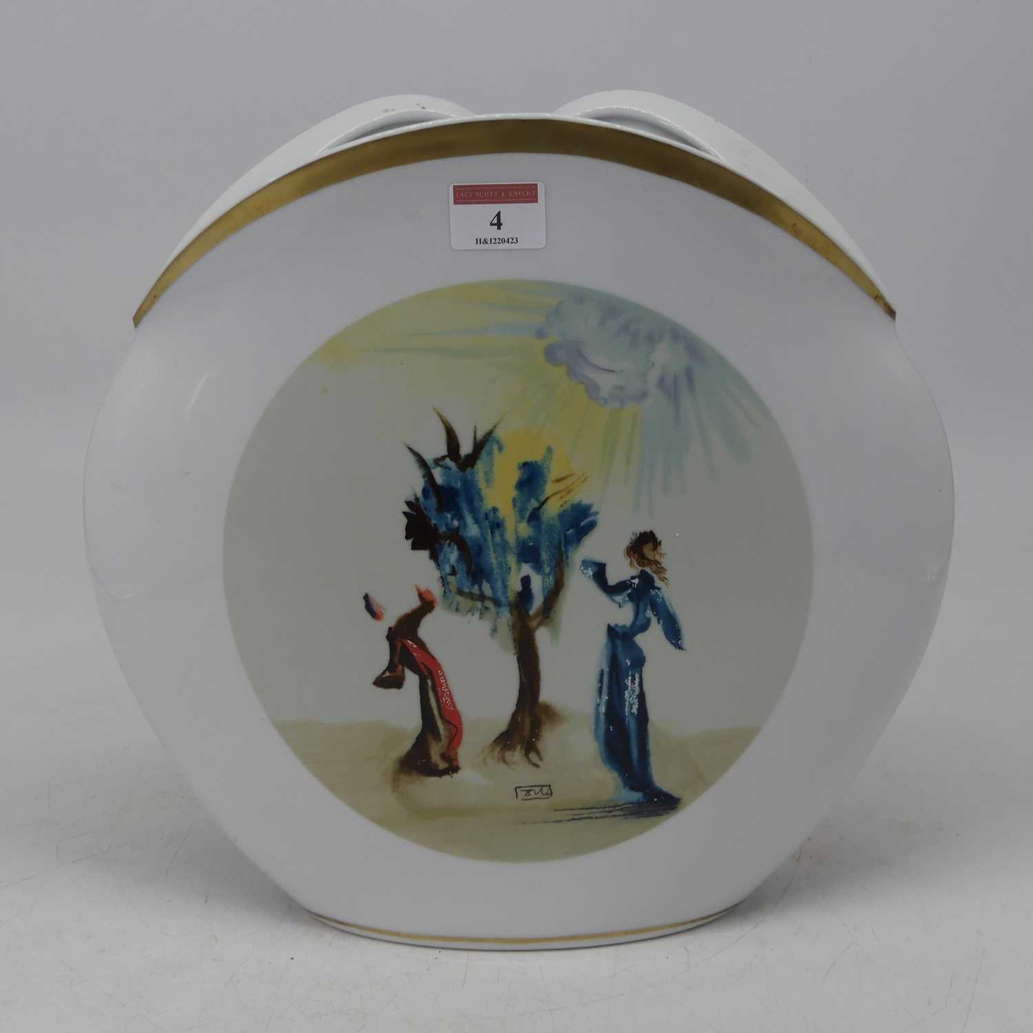 Salvador Dali, a Spanish enamelled porcelain vase from the Divine Comedy series, decorated with