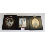 A Victorian portrait miniature of a gentleman, head and shoulders facing left, housed within an