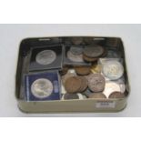 A collection of British pre-decimal coins, to include half-crowns, pennies, and farthings;