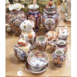 A collection of 19th century and later Japanese Imari wares to include vase and cover,