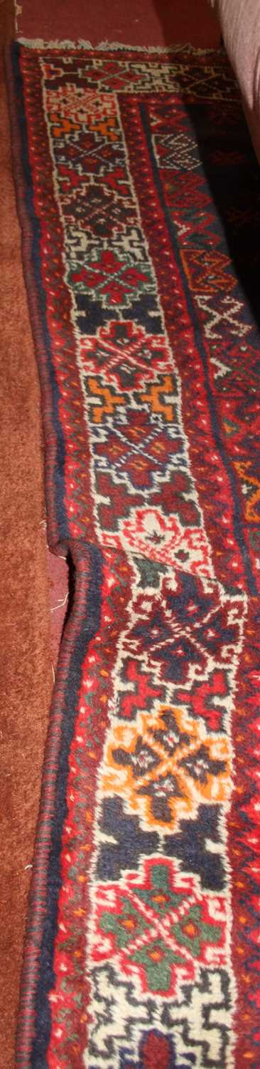 A Persian woollen red ground Shiraz rug, with all over floral geometric ground, 278 x 197cm - Image 3 of 3