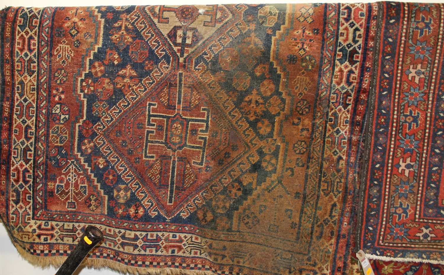 A Persian woollen red ground Shiraz rug 145 x 100cm, together with one other (2) - Image 2 of 3