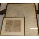 After William Kip - engraved and hand-coloured county map of Hertfordshire, 29 x 35cm; together with