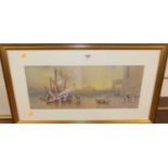 20th century school - The Giudecca, Venice, watercolour, indistinctly signed lower right, 24x59.5cm