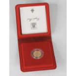 Great Britain, 1980 gold proof half sovereign, Elizabeth II, rev; St George and Dragon above date,