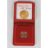 Great Britain, 1980 gold proof half sovereign, Elizabeth II, rev; St George and Dragon above date,