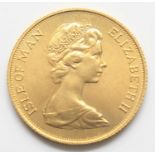 Isle of Man, 1973 gold full sovereign, Elizabeth II, rev: St George and Dragon above date. (1)