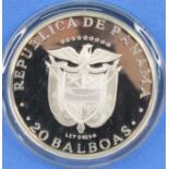 Republic of Panama, Franklin Mint, 1974 silver 20 Balboas coin, boxed with certificate. (1)