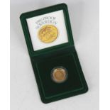 Great Britain, 1980 gold proof full sovereign, Elizabeth II, rev: St George and Dragon above date,