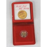 Great Britain, 1980 gold proof half sovereign, Elizabeth II, rev; St George and Dragon above date,