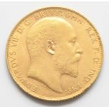 Great Britain, 1909 gold full sovereign, Edward VII, rev: St George and Dragon above date. (1)