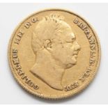 Great Britain, 1831 gold full sovereign, William IV bare head with WW incuse in truncation, rev: