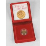 Great Britain, 1980 gold proof half sovereign, Elizabeth II, rev; St George and Dragon above date,