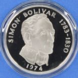 Republic of Panama, Franklin Mint, 1974 silver 20 Balboas coin, boxed with certificate. (1)