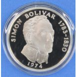 Republic of Panama, Franklin Mint, 1974 silver 20 Balboas coin, boxed with certificate. (1)