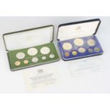 Trinidad and Tobago, 1975 Franklin Mint eight coin proof set in green leather case of issue with