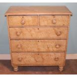 A Victorian scrumble-finish pine chest of two short over three long graduated drawers, with turned