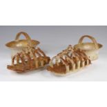 A near pair of Derbyshire stoneware five division toast racks, possibly Brampton, circa 1840, having