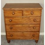 A Victorian satinwood and stained pine squarefront chest of two short over three long graduated